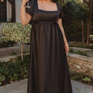 Show Me Your Mumu Nora Maxi Dress Black Luxe Satin 2X